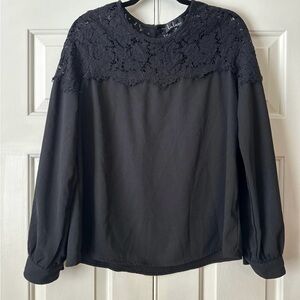 Lulus Black Lace Detail Women's Top